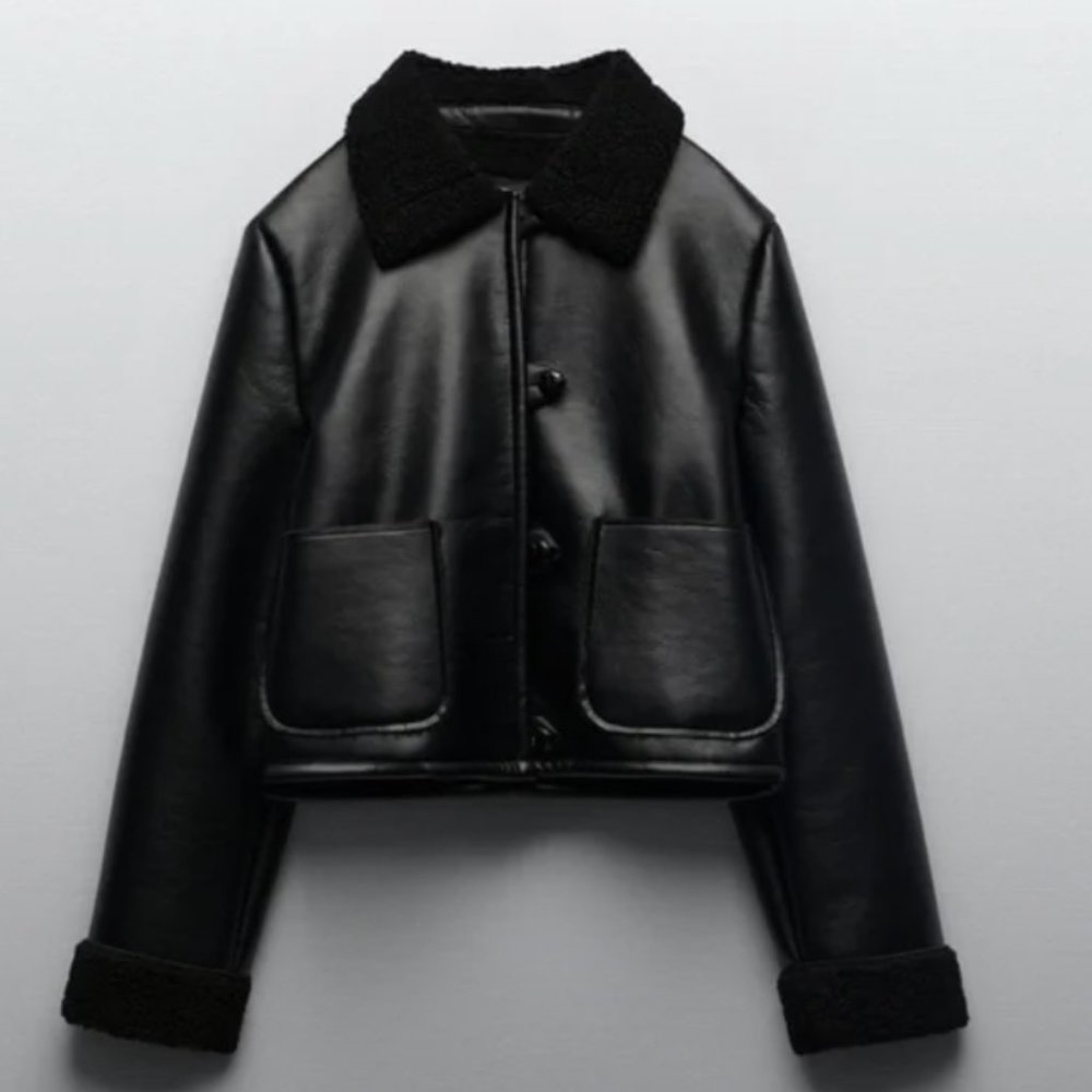 Zara leather / fur coat